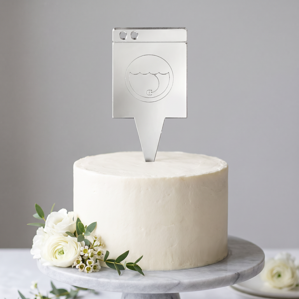 Recycled Steel Laser Cut Cake Topper with Custom Engraved Designs