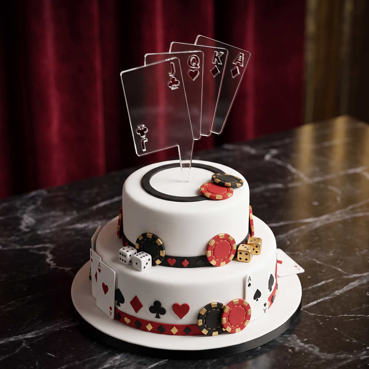 Poker Card Suit Cake Toppers for Casino Themed Parties