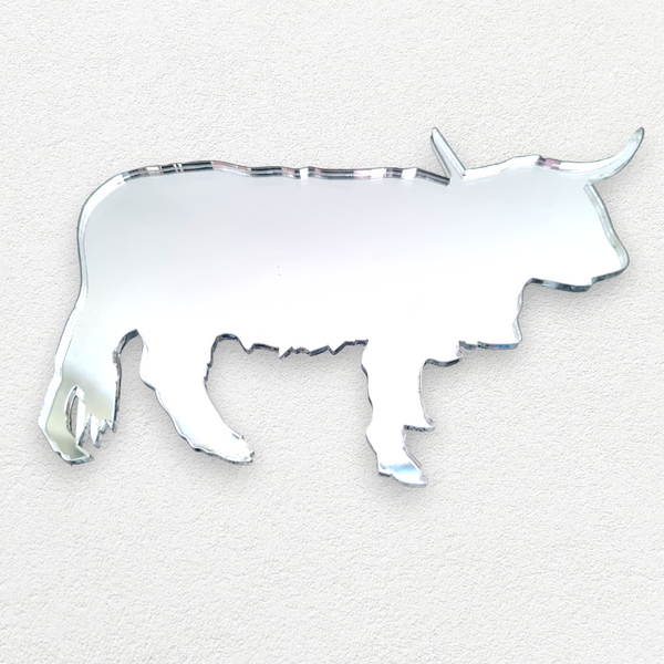 Highland Cow Shaped Acrylic MIrrors, Many Sizes, Colours and Engraving Services