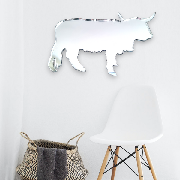 Highland Cow Shaped Acrylic MIrrors, Many Sizes, Colours and Engraving Services