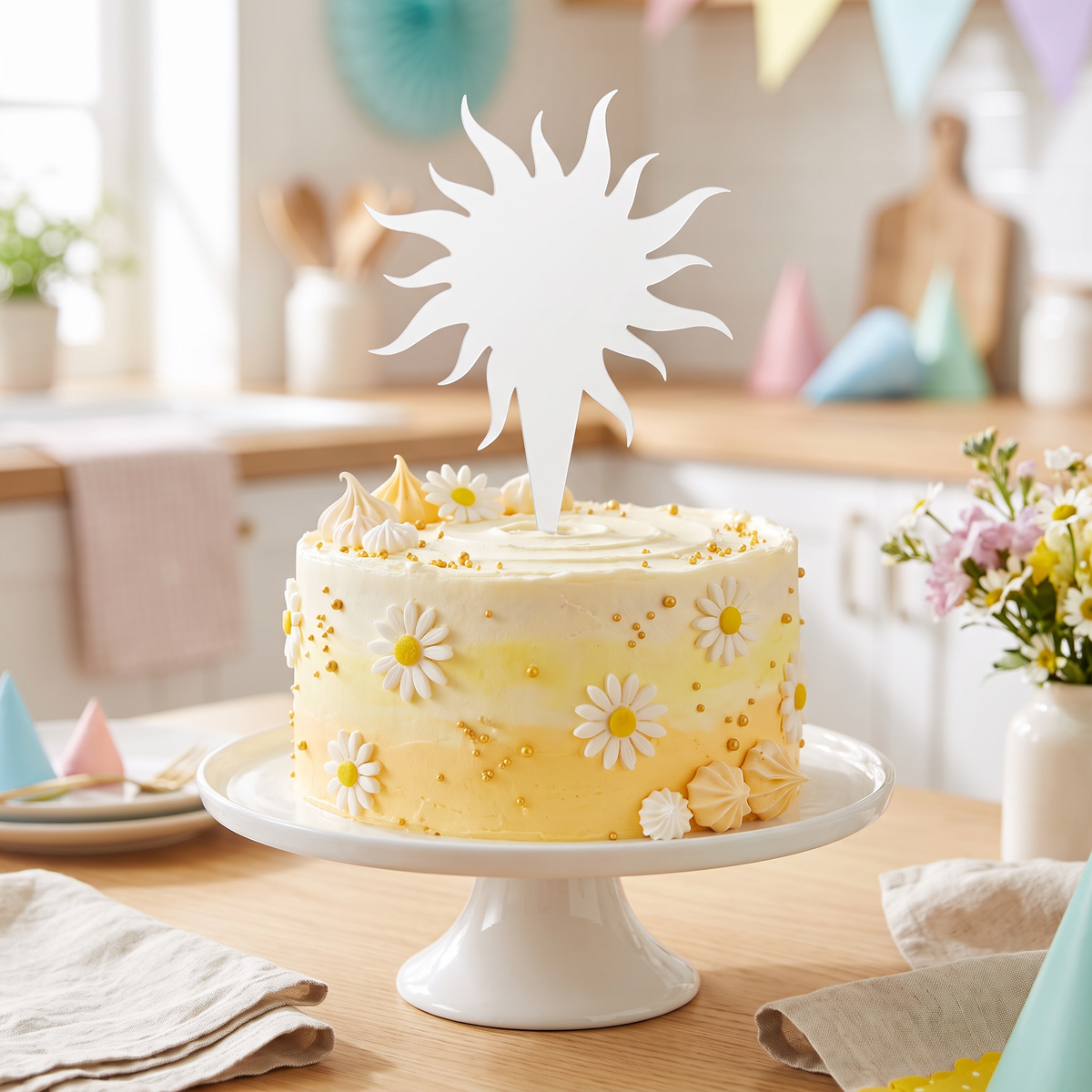 Laser Cut Eco-Friendly Sun Cake Topper for Birthdays and Parties