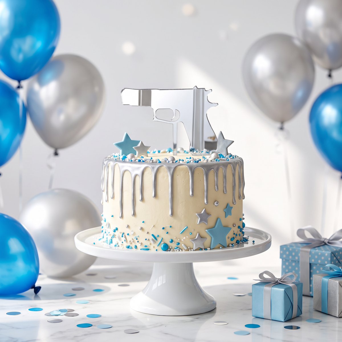 Gun Shaped Cake Toppers for Themed Birthday Party Decorations