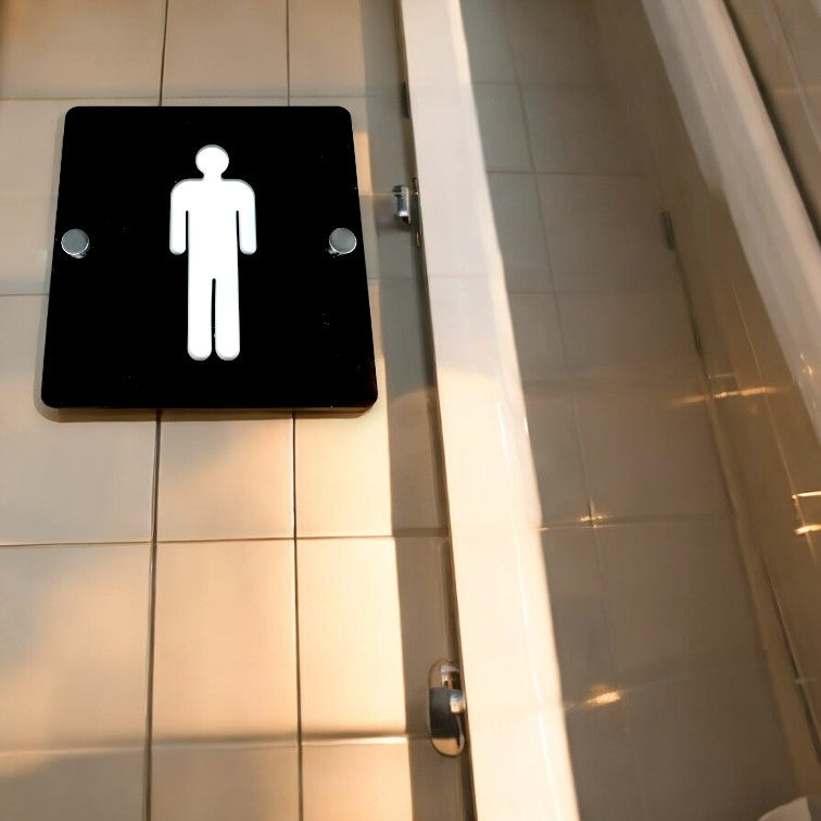 Round or Square Male Toilet / Restroom Signs - Custom Colours & Wood Finishes, Custom Wording, Sizes, Shapes Made