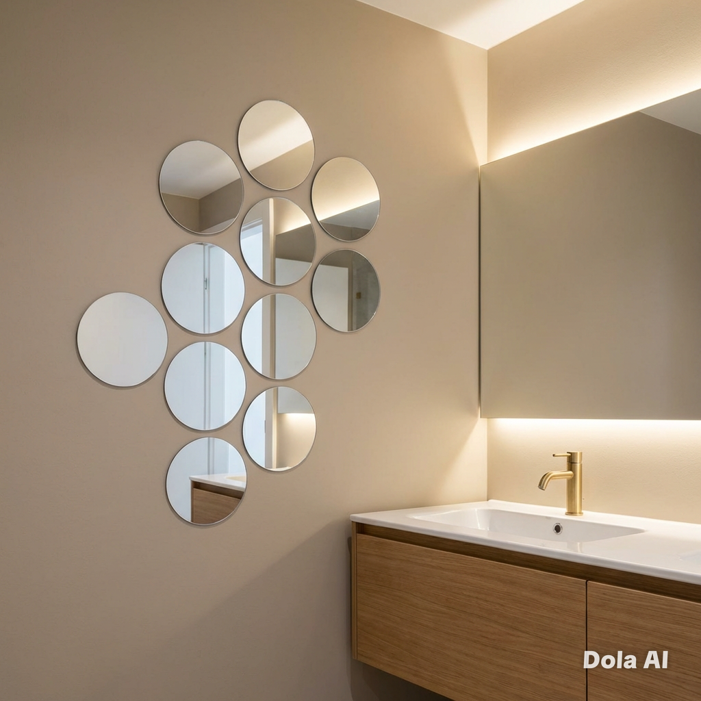 Circle Mirror Tiles, Custom Colours, Sizes - Pack of 10