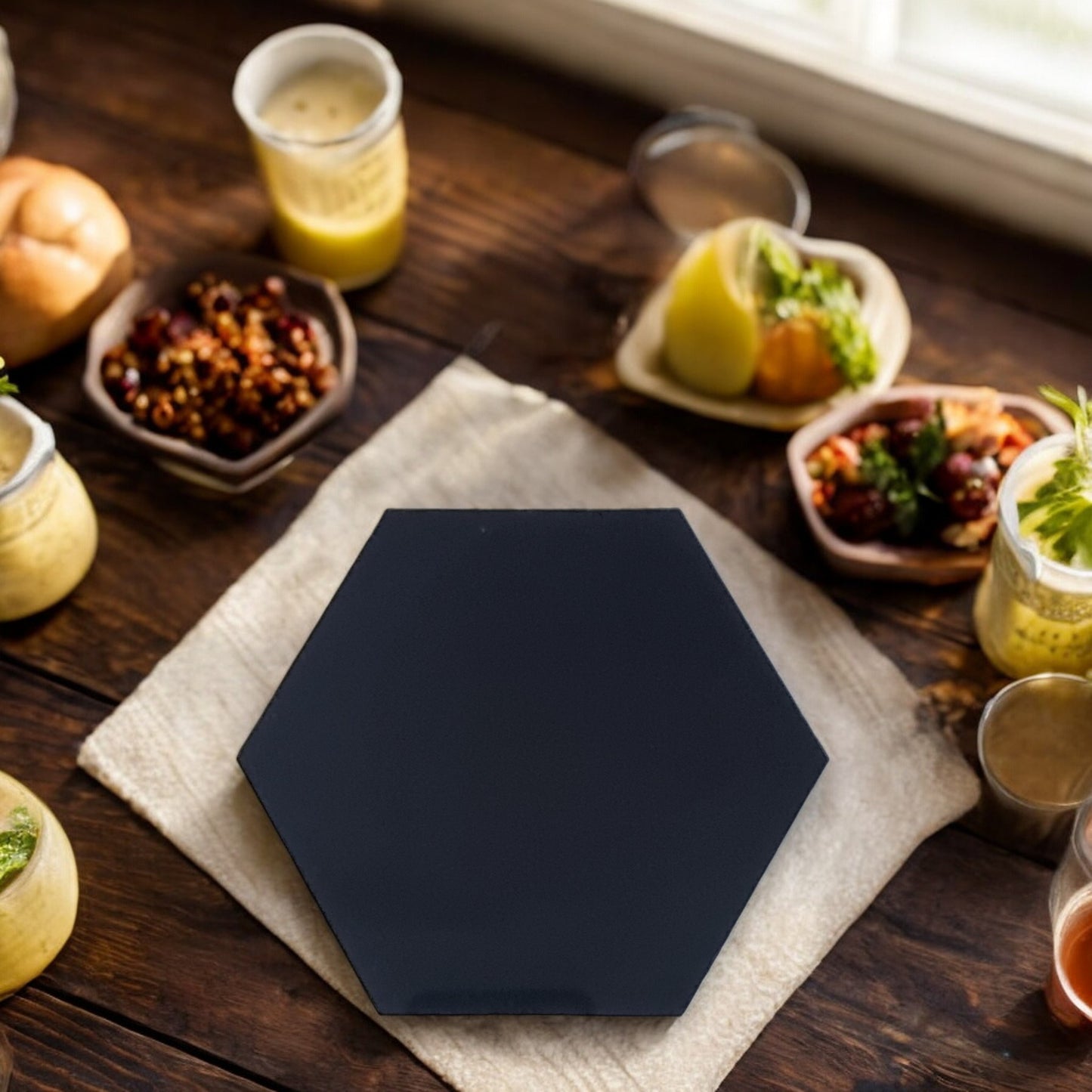 Sets de table et sous-verres hexagonaux - Couleurs transparentes ou brillantes