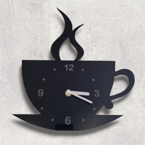 Coffee Cup Shaped Acrylic Clocks - Many colours and Personalised Engraving