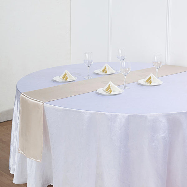 Beige Satin Smooth Table Runners