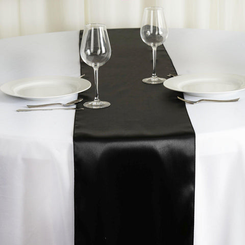 Black Satin Smooth Table Runners