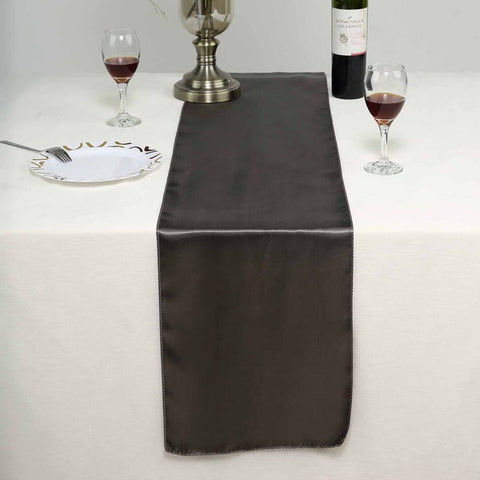 Charcoal Grey Satin Smooth Table Runners