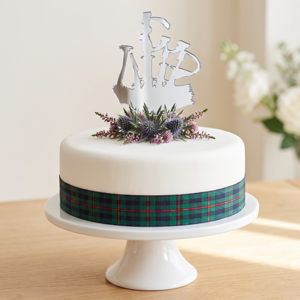 Scottish Bagpipes Cake Topper for Wedding Celebration Decor