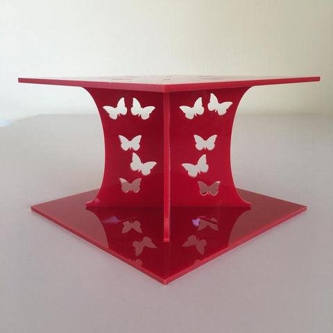 Butterfly Square Wedding/Party Cake Separator - Red