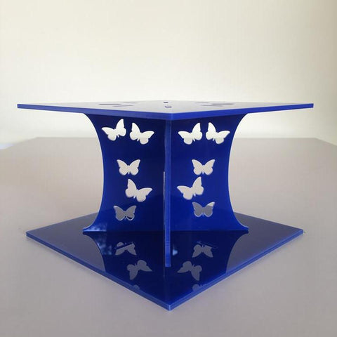 Butterfly Square Wedding/Party Cake Separator - Blue