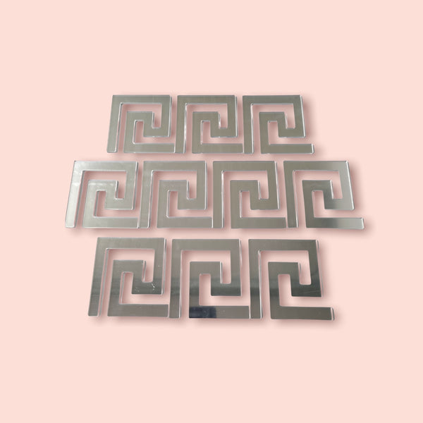 Geometric Greek Key Tiles (Eternity & Unity, the Meander) - Silver Mirror