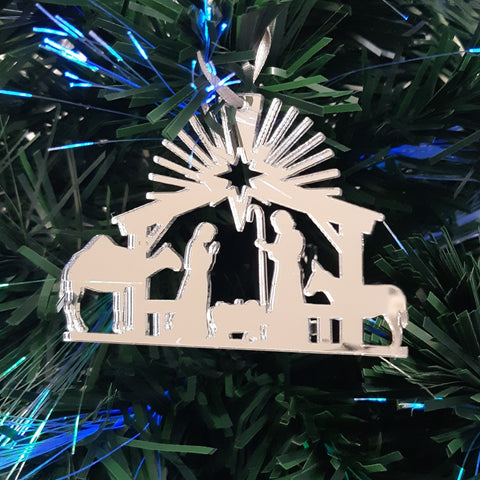 Nativity Christmas Tree Decorations Mirrored