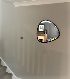 Triangular Pebble Shaped Mirrors with a Colour Frame of your choice & Hooks