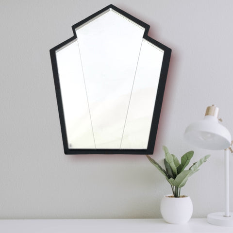 Art Deco Pentagon Fan Shaped Mirrors with a Colour Frame of your choice & Hooks