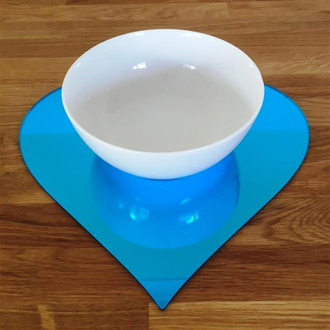 Heart Shaped Placemat Set - Blue Mirror