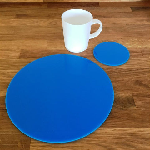 Round Placemat and Coaster Set - Bright Blue