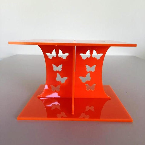 Butterfly Square Wedding/Party Cake Separator - Orange