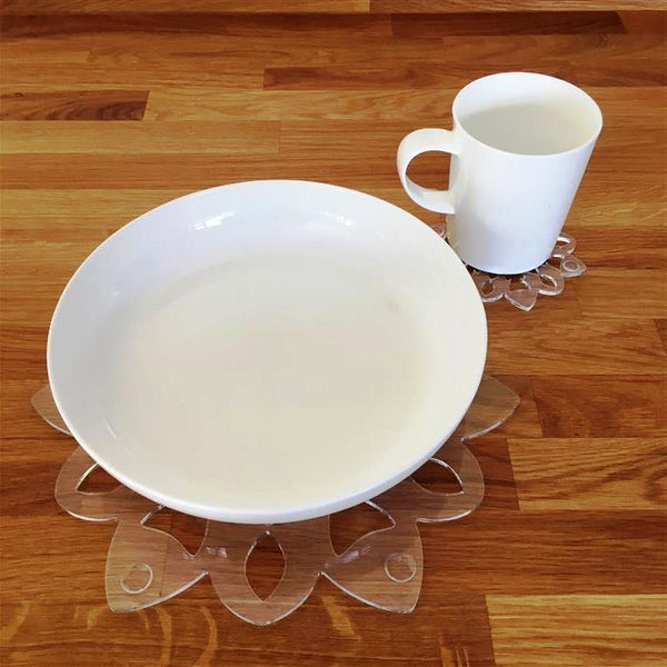 Snowflake Shaped Placemat and Coaster Set - Clear