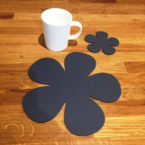 Daisy Shaped Placemat and Coaster Set - Graphite Grey