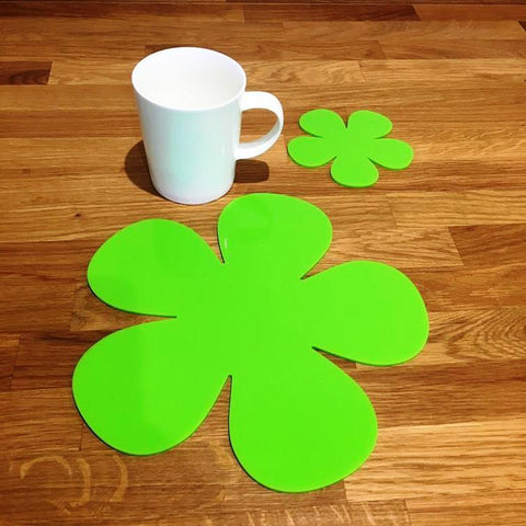 Daisy Shaped Placemat and Coaster Set - Lime Green