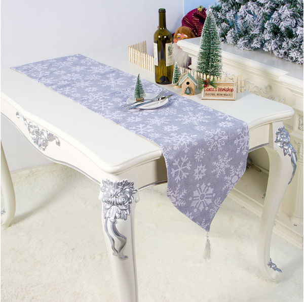 Silver Grey & White Snowflake Christmas Table Runners