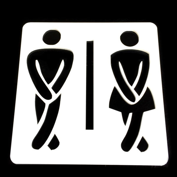 Male and Female Crossed Legs Toilet Door Sign