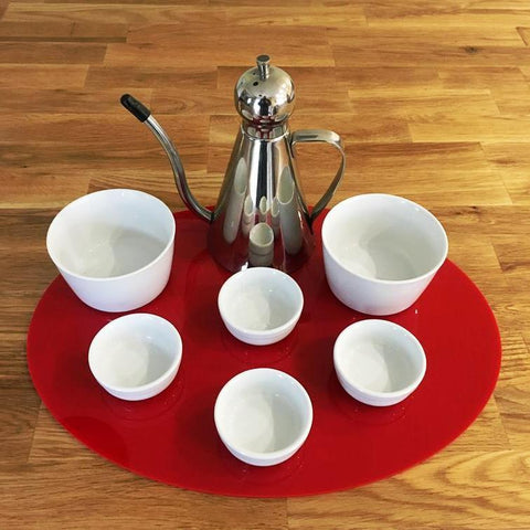 Oval Serving Mat/Table Protector - Red Gloss Acrylic