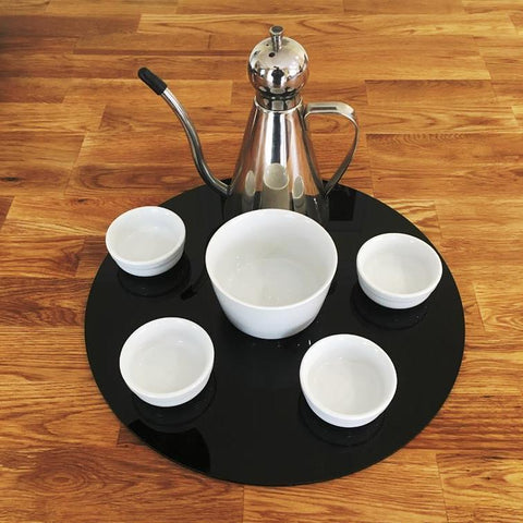 Round Serving Mat/Table Protector - Black Gloss