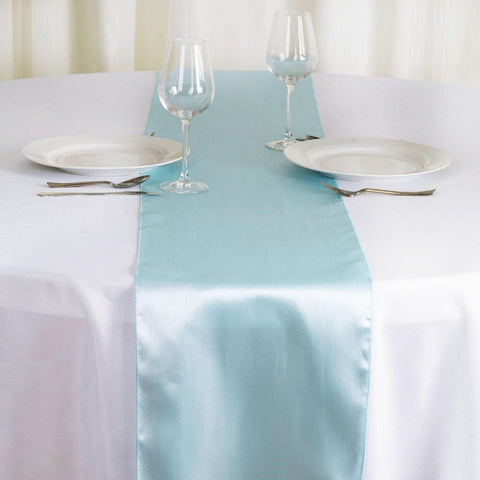 Light Blue Satin Smooth Table Runners