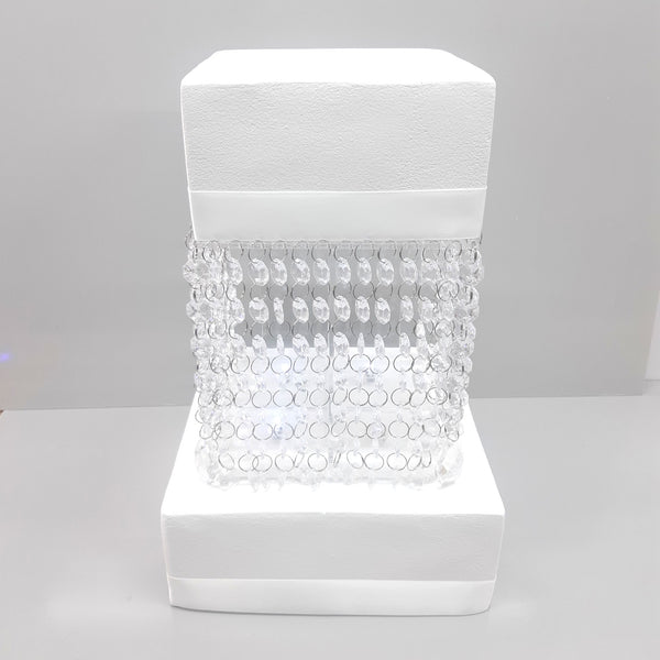 Square Acrylic Crystal Wedding/Party Cake Separator Stand Kit with crystals and LED lights