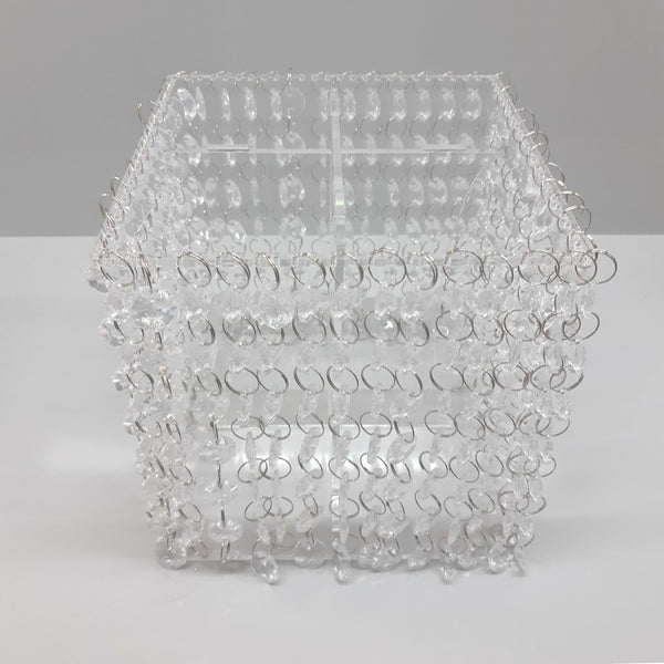 Square Acrylic Crystal Wedding/Party Cake Separator Stand Kit with crystals and LED lights