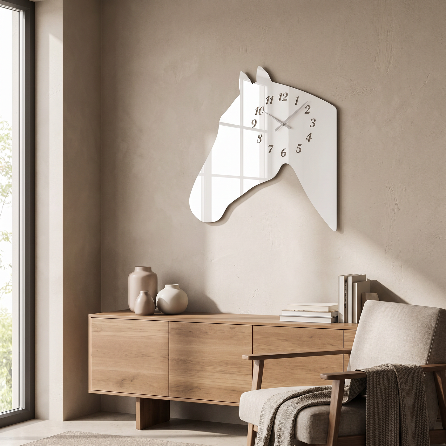 Horse Head Wall Clock - Decorative Equestrian Decor