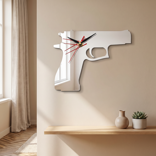 Gun Shaped Wall Clock Decorative Novelty Timepiece