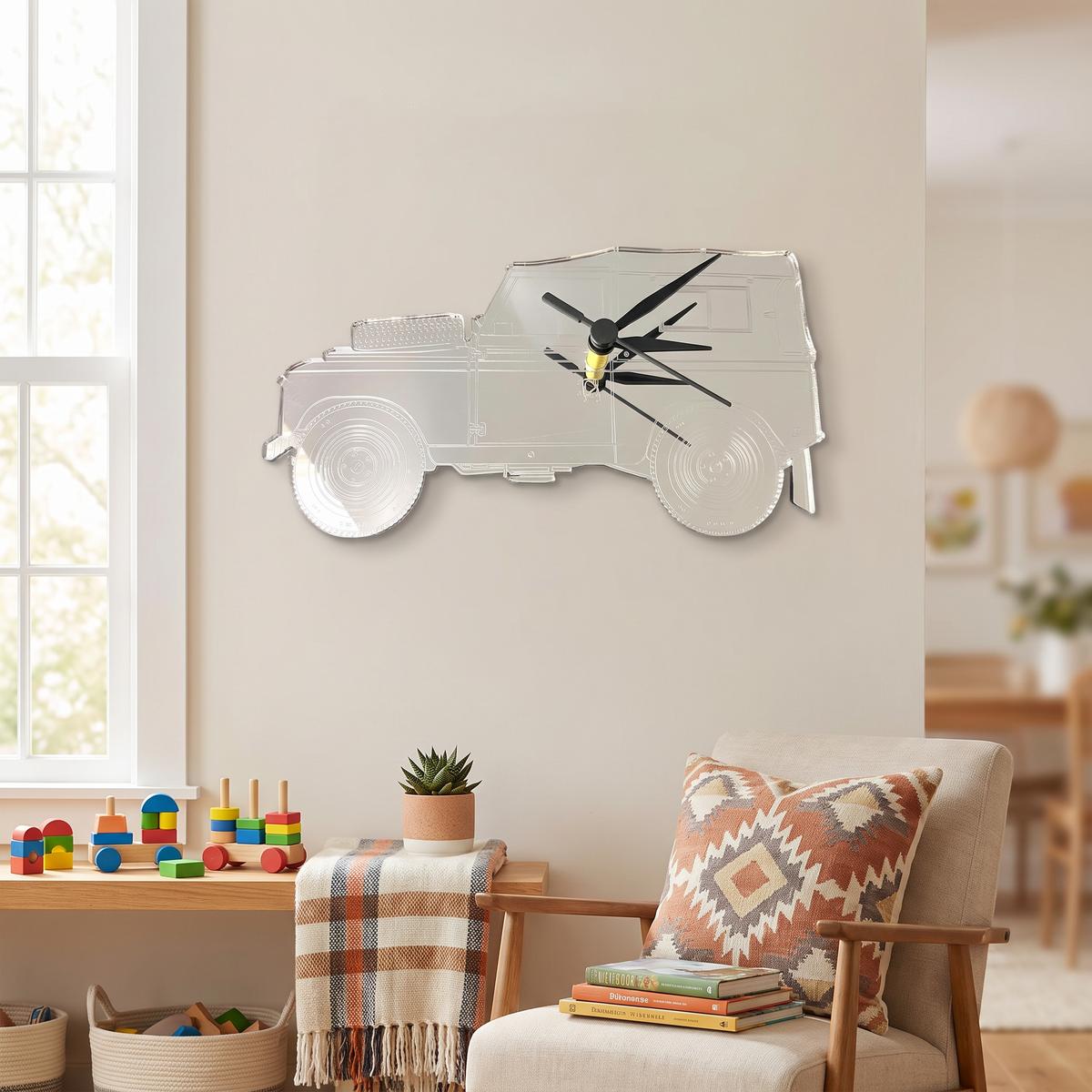 Custom SUV Shaped Wooden Wall Clock, Personalized Engraving
