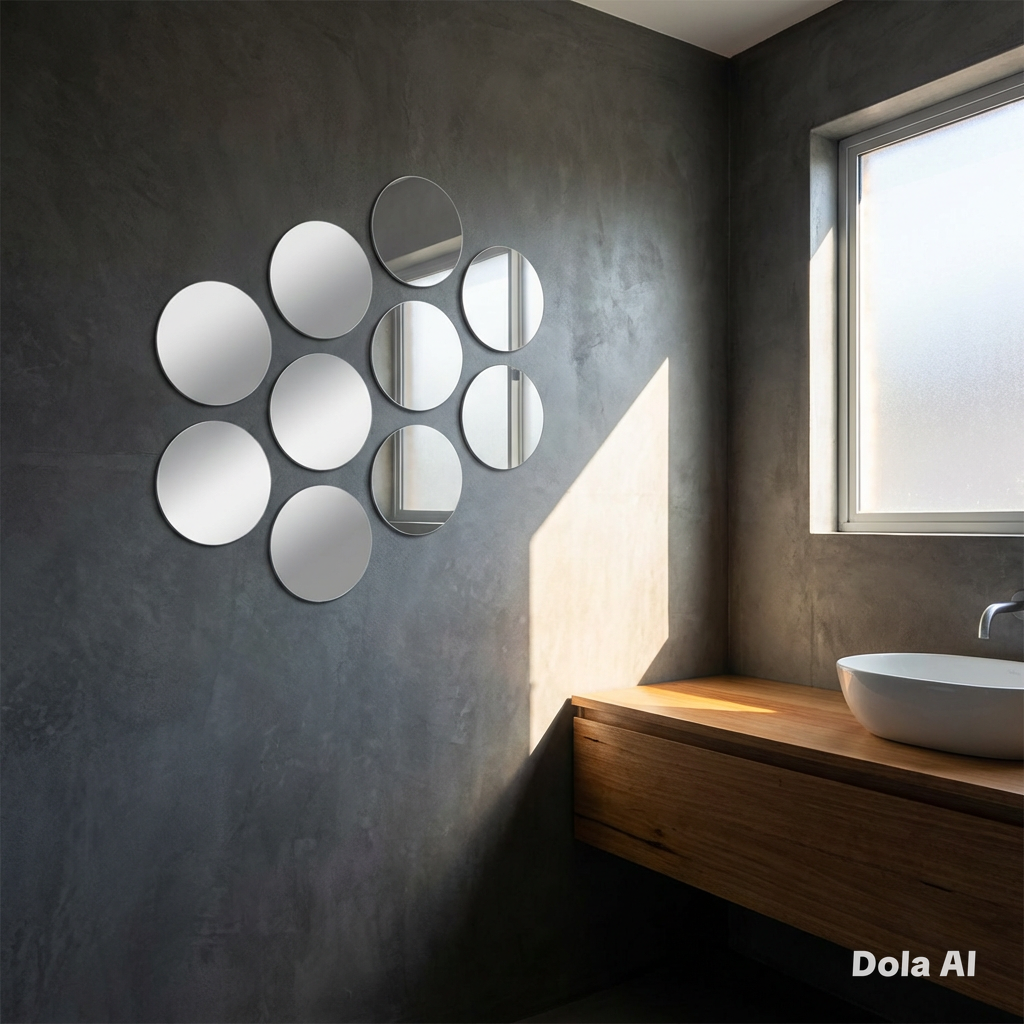 Circle Mirror Tiles, Custom Colours, Sizes - Pack of 10