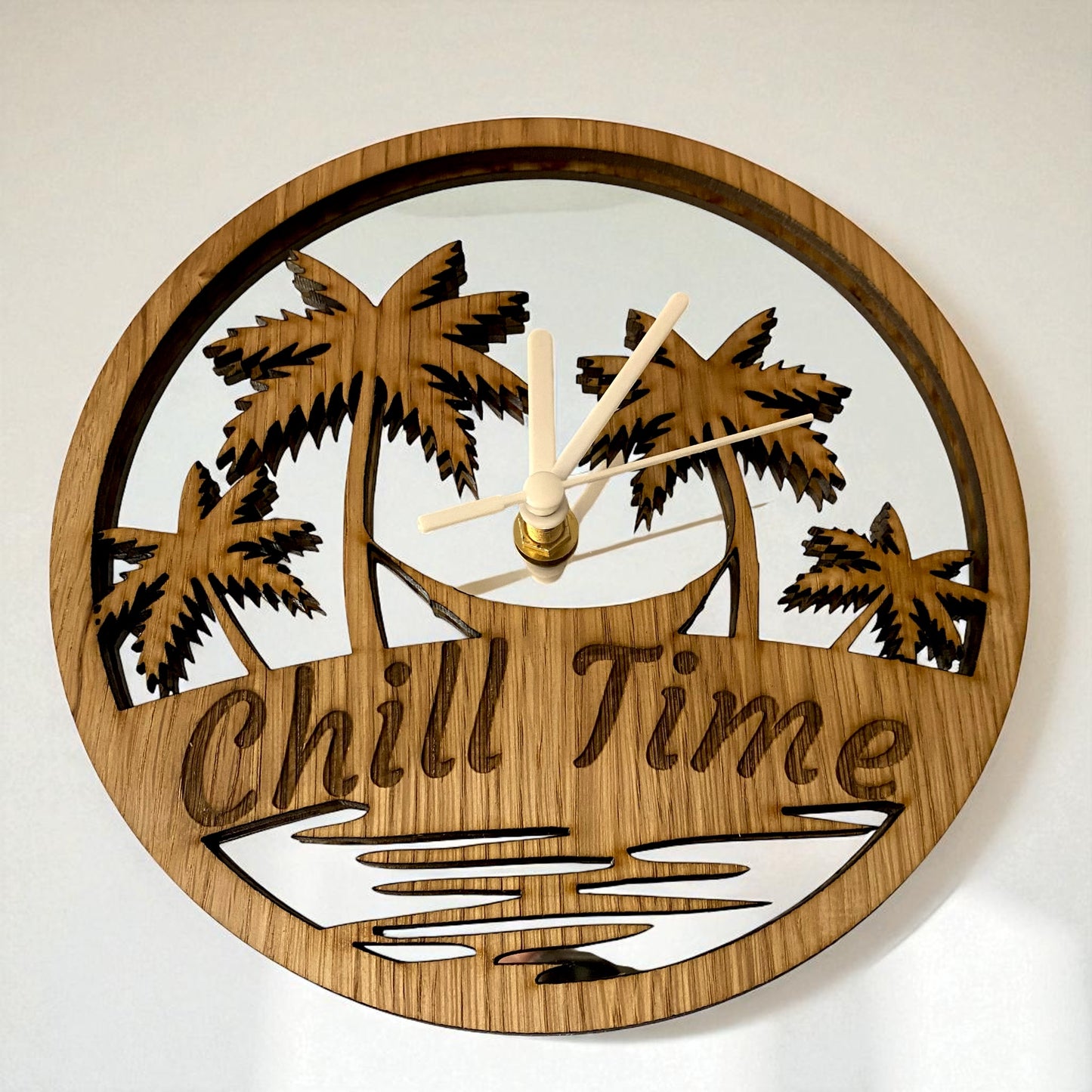 Tropical Beach Wood & Mirrored Clocks