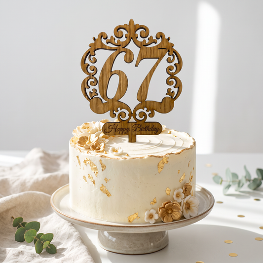 Wooden Birthday Cake Topper for Milestone Celebration Ages
