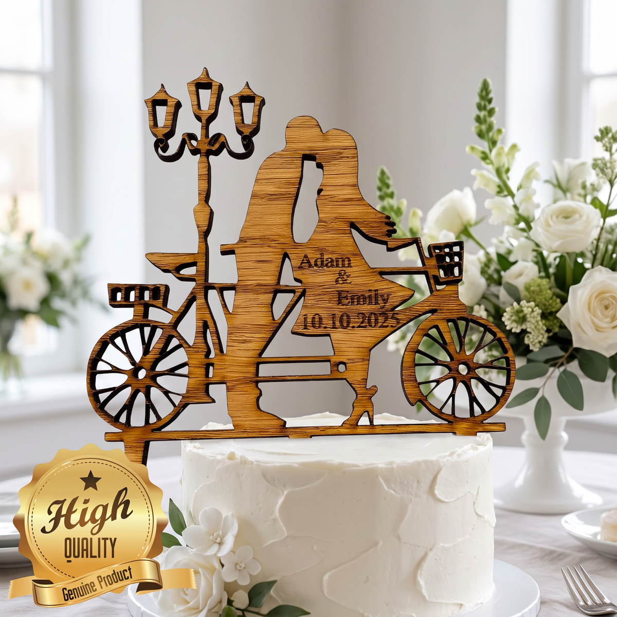 Custom Bicycle Cake Topper for Weddings and Engagements