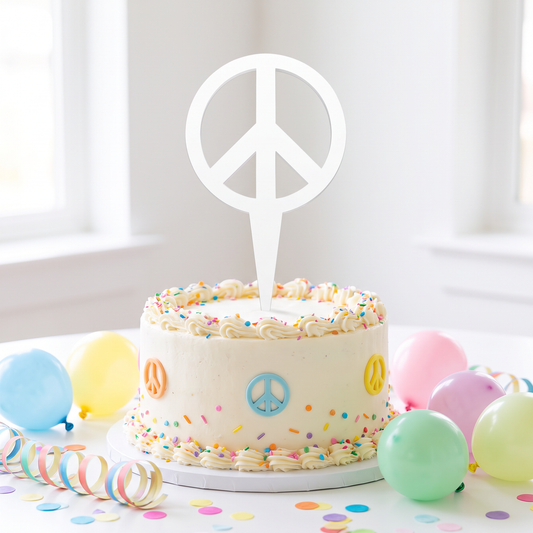 Peace Themed Acrylic Cake Topper for Birthday Parties