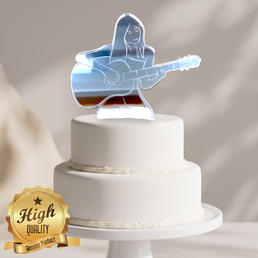 Custom Guitarist and Singer Cake Toppers, Personalized Acrylic
