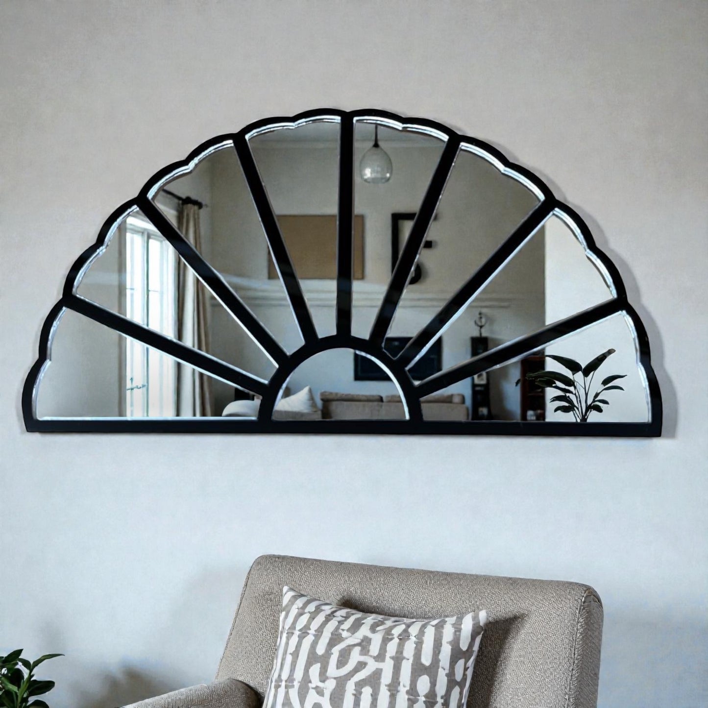 Art Deco Segmented Fan Mirror Acrylic Frame
