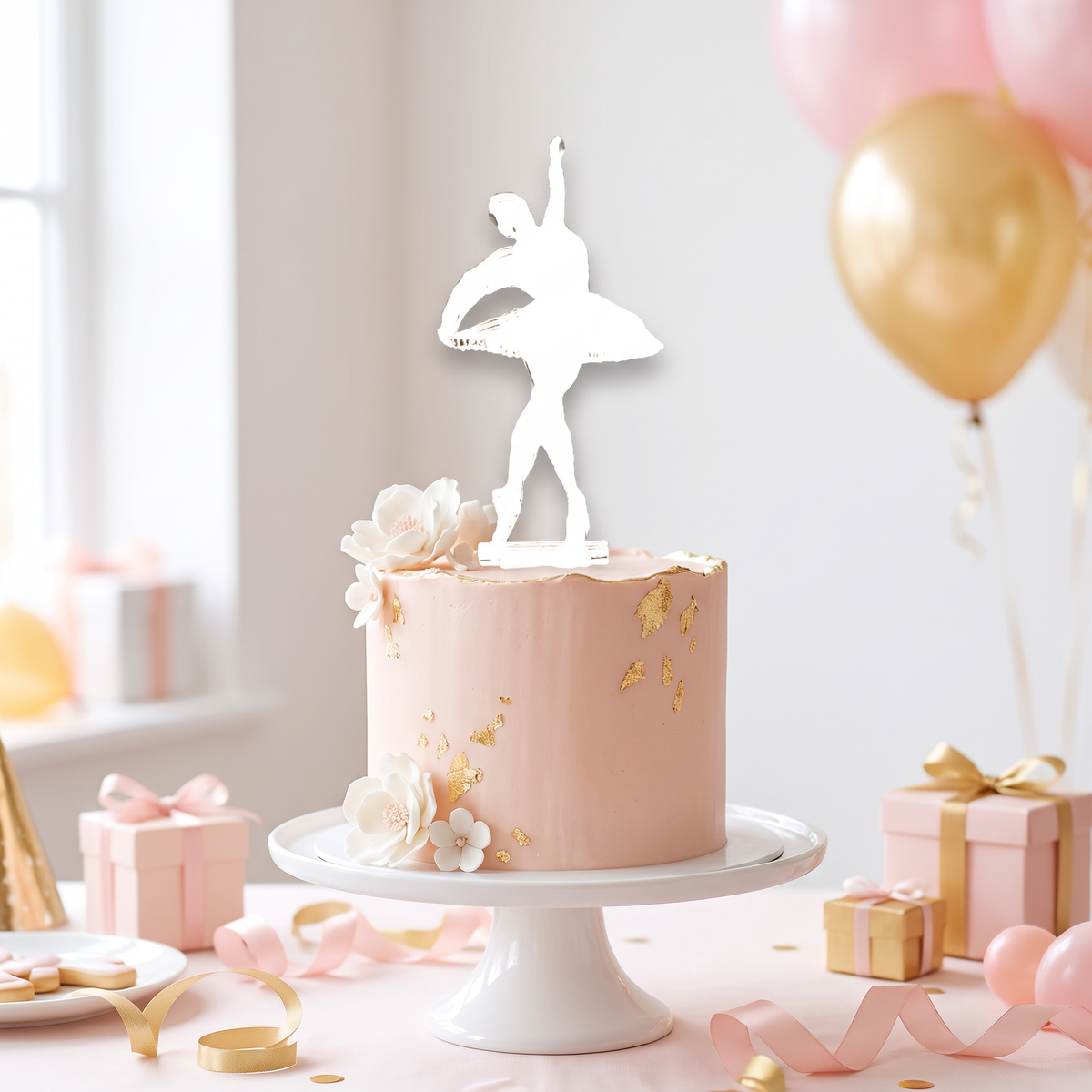 Ballerina Silhouette Acrylic Cake Topper for Birthday Parties