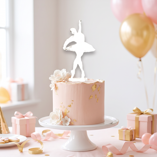 Ballerina Silhouette Acrylic Cake Topper for Birthday Parties