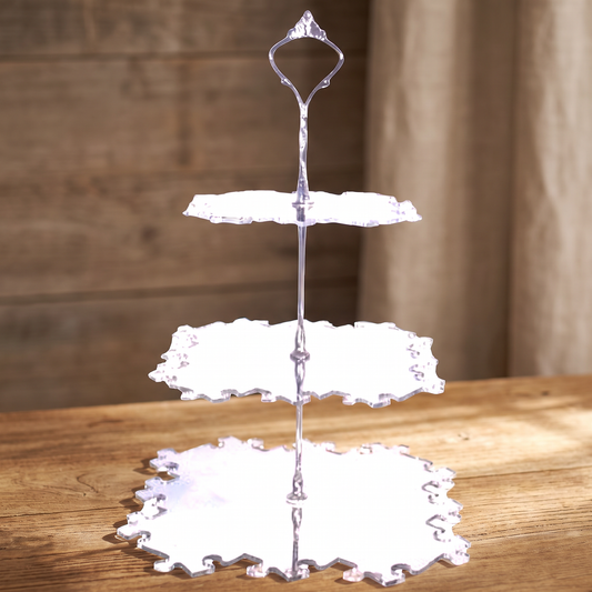 3-Tier Jigsaw Wooden Cake Stand for Dessert Displays