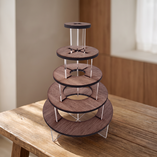Round Wooden Tiered Cake Stand for Chocolates and Appetizers