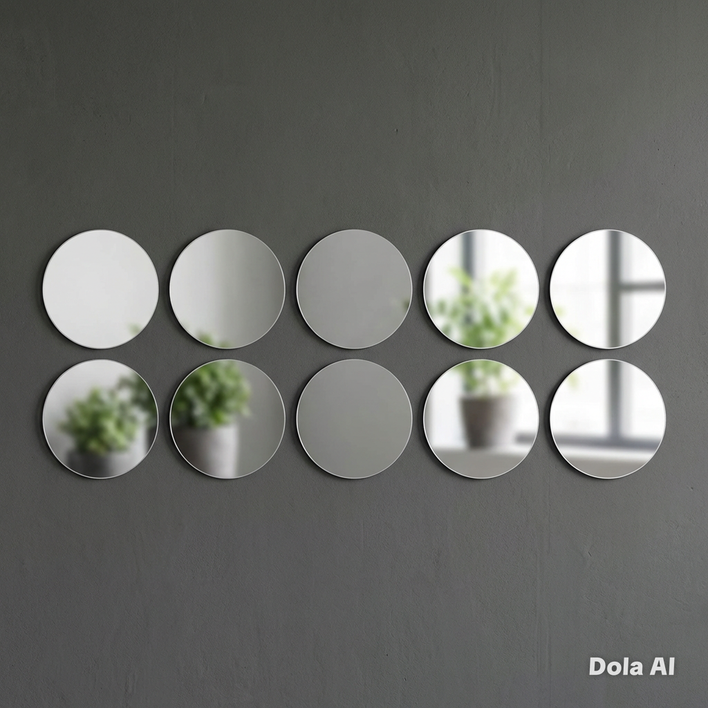 Circle Mirror Tiles, Custom Colours, Sizes - Pack of 10