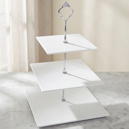 3-Tier Square Cake Stand for Desserts and Wedding Displays