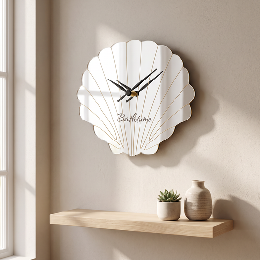 Etched Scallop Shell Decorative Wall Clock